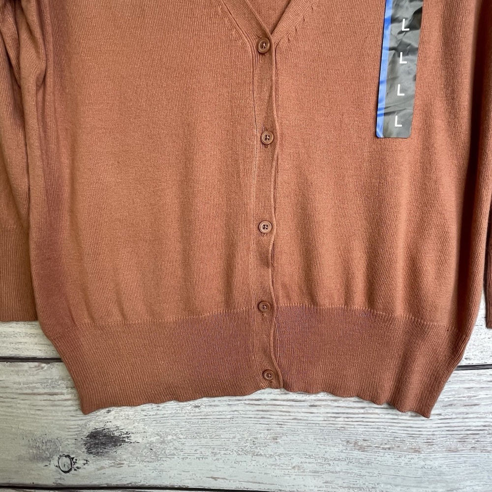 Mossimo Peach Orange Color Sweater Women's Size Large‎ 3/4 Sleeves Button Up NWT - Picture 4 of 9